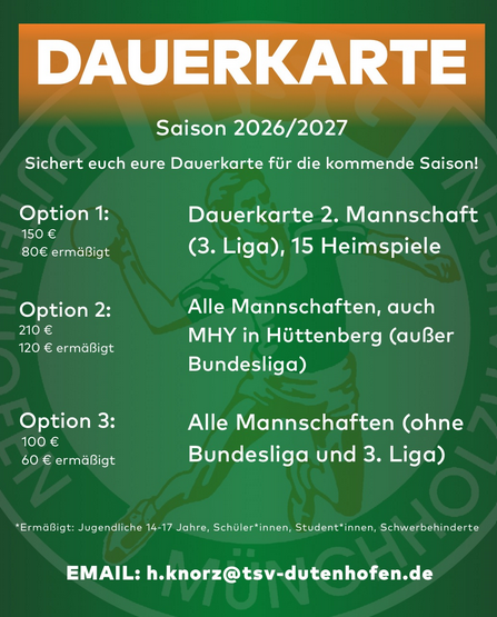 Dauerkarten Saison 2026/2027